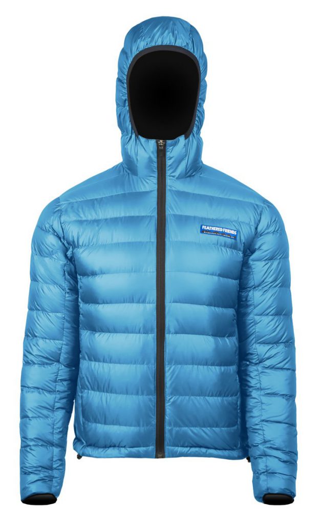 Feathered Friends - Eos men's 900 fill down jacket - light blue color - front view - outdooreer