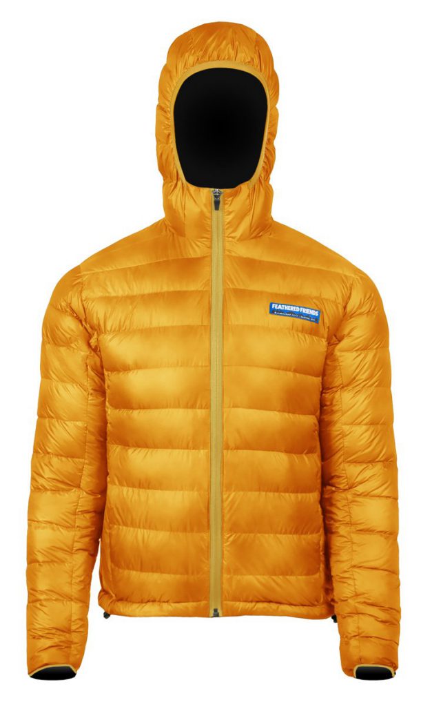 Feathered Friends - Eos men's 900 fill down jacket - yellow color - front view - outdooreer