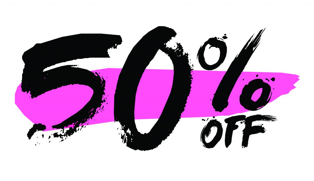 50 percent off